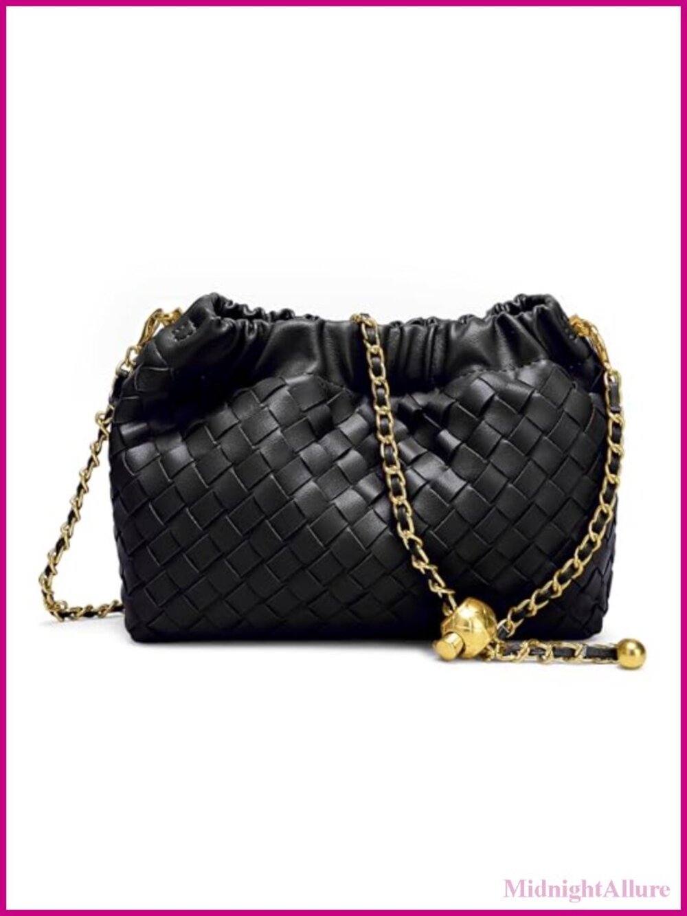 Woven Leather Crossbody Bag Ruched Hobo Clutch Evening Purse Adjustable Strap